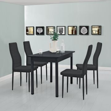 Essgruppe Jørpeland (Set, 5-tlg) 120x60 cm Schwarz [en.casa]