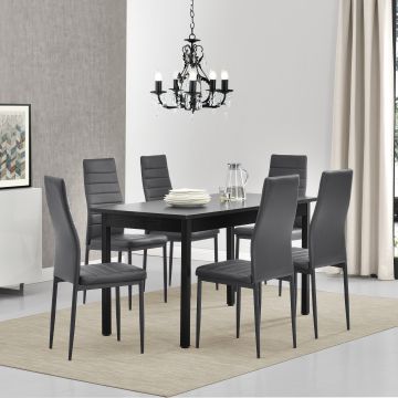 Essgruppe Bjerkvik (Set, 7-tlg) 140x60 cm Grau [en.casa]