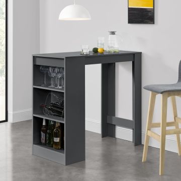 Bartisch Kouvola mit 3 Fächern 110x50x103 cm Dunkelgrau [en.casa]