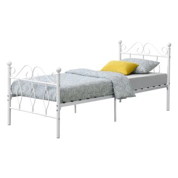 Metallbett Abolda 90x200 cm Doppelbett bis 200kg Weiß en.casa