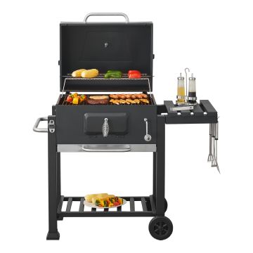 Grillwagen Arnad 105x114x47,5cm Schwarz [casa.pro]