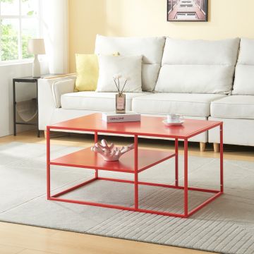 Couchtisch Solund 90x60x45 cm Rot [en.casa]