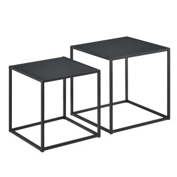 Beistelltisch Morsum 2er Set Industriedesign Schwarz [en.casa]