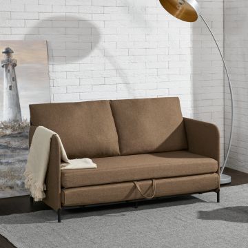 Schlafsofa Soini mit Liegefunktion Braun [en.casa]