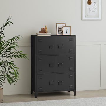 Büroschrank Hamina 113x80x40cm Schwarz [en.casa]