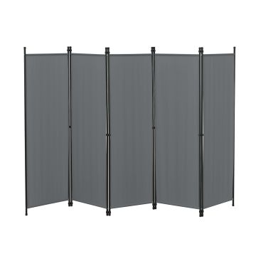 Raumteiler Huesca 5-teilig 250x171 cm Dunkelgrau en.casa