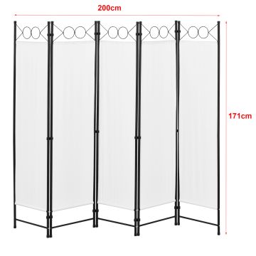 Raumteiler Saragossa 5-teilig 200x171 cm Weiß en.casa