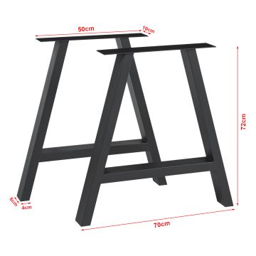 Tischgestell 2er Set Eschau Stahl Schwarz [en.casa]