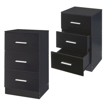 Nachttisch Aurdal 2er Set 66x37x34,5 cm Schwarz, hochglänzend [en.casa]