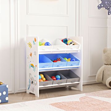 Kinderregal Boiro Koala-Motiv Weiß/Grau/Blau [en.casa]