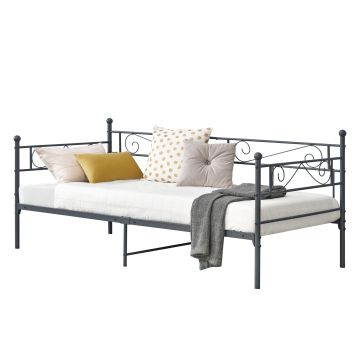 Metallbett Kerava 90x200 cm Dunkelgrau en.casa