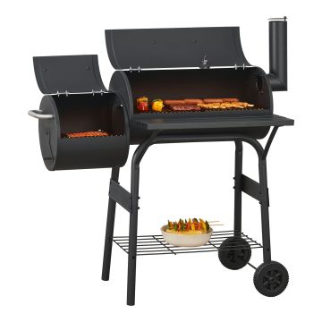 Smoker Grillwagen Arielli 115x110x64cm Schwarz [casa.pro]