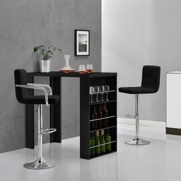 Bartisch Bonn 117 x 57 x 106,5 cm mit 3 Fächern Schwarz en.casa