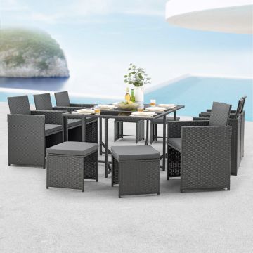 Polyrattan Sitzgruppe Laredo XL Dunkelgrau en.casa