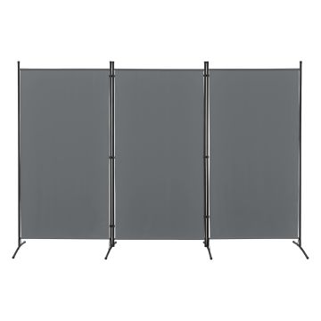 Raumteiler Teruel 3-teilig 260x176 cm Dunkelgrau en.casa