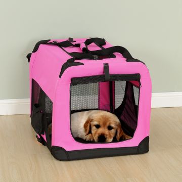 Hundetransportbox Pink Faltbar Transportbox Hunde Falt Box Trage Tasche [PRO.TEC]