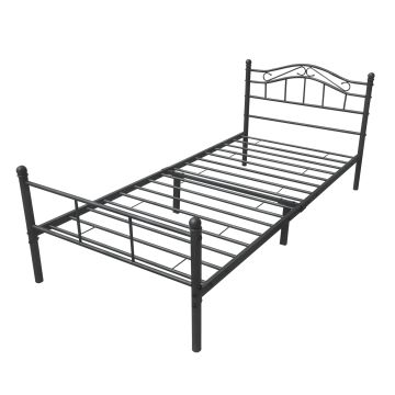 Metallbett Florenz 90x200 cm Schwarz en.casa