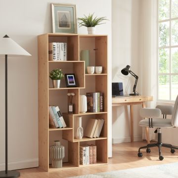 Bücherregal Hå Bambus 160x80x30cm Natur [en.casa]