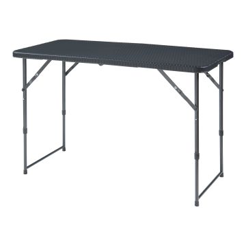 Höhenverstellbarer Klapptisch Adelfia 120x60cm Rattanoptik, schwarz [en.casa]