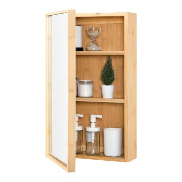 Spiegelschrank Ikorfat 60,5 x 35 x 14 cm Bambus Natur [en.casa]