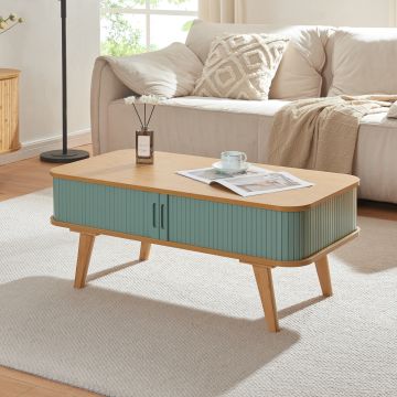 Couchtisch Tysvær 100x50x40 cm Bambus/Blau [en.casa]