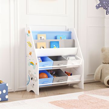 Kinderregal Ponteceso Koala-Motiv Weiß / Grau / Blau [en.casa]