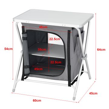 Campingschrank Tullinge mit Arbeitsplatte 60x45x64cm Dunkelgrau en.casa