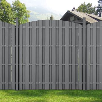 WPC Gartenzaun mit Rundbogen (165-185)x932 cm Grau [neu.holz]