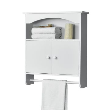 Badezimmerschrank Graz 61x53x15 cm mit Handtuchhalter Weiß MDF en.casa