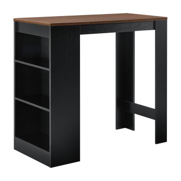 Bartisch Kouvola mit 3 Fächern 110x50x103 cm Schwarz/Walnuss-Optik [en.casa]