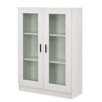 Vitrinenschrank Sorø 80x31x115cm Weiß [en.casa]