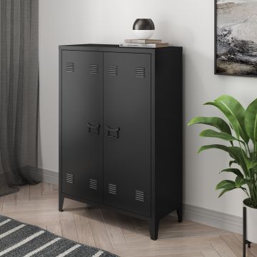 Metallschrank Oripää 110x75x33 cm Schwarz [en.casa]