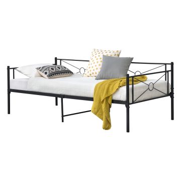 Metallbett Alvesta 90x200 cm Schwarz en.casa