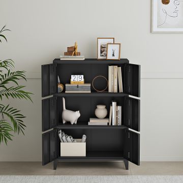 Büroschrank Hamina 113x80x40cm Schwarz [en.casa]