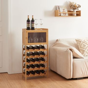 Weinregal Gjerstad 100x47x28cm Bambus Natur [en.casa]