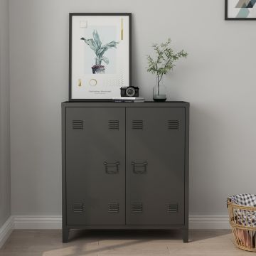 Metallschrank Oripää 90x80x33 cm Schwarz [en.casa]