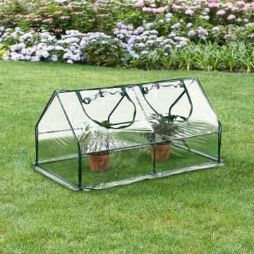 Mini Gewächshaus Laubach 120x60x60cm Transparent PVC Folie [en.casa]