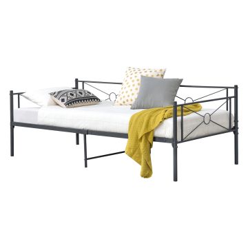 Metallbett Alvesta 90x200 cm Dunkelgrau en.casa