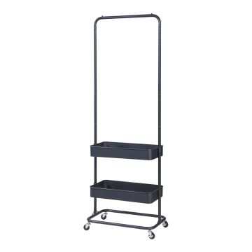 Rollbarer Garderobenständer Kumad 175x58x36 cm Schwarz [en.casa]