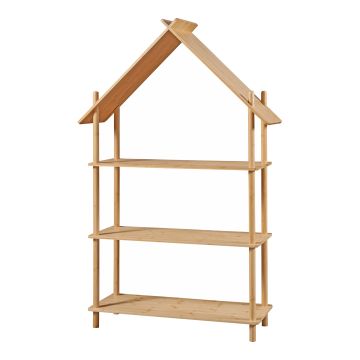 Kinderregal Hamarøy Bambus in Hausoptik 137x90x30cm [en.casa]