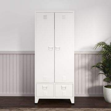 Kleiderschrank Hankasalmi mit 2 Schubladen 180x90x40 cm Weiß [en.casa]