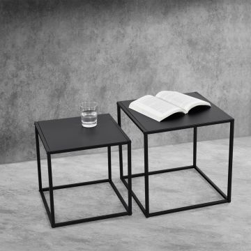 Beistelltisch Morsum 2er Set Industriedesign Schwarz [en.casa]