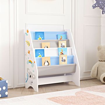 Kinderregal Fisterra Koala-Motiv Weiß / Grau / Blau [en.casa]