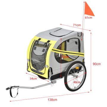 Fahrradanhänger Max 26 kg Hunde Transport Gelb pro.tec