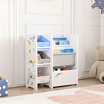 Kinderregal Vimianzo Koala-Motiv Weiß / Grau / Blau [en.casa]