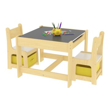 Kindertisch mit 2 Stühlen Irixoa mit Boxen Natur [en.casa]