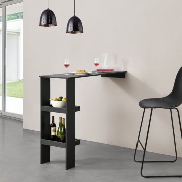 Bartisch Sölvesborg 120x45x106cm für Wandmontage Schwarz en.casa